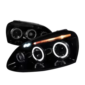 Volkswagen Jetta - 2006 to 2010 - Sedan [All] (Projector, With LED Accent Lights) (Not Compatible With OEM HID Lights) (Gloss Black) (Smoked Lens)