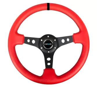 Universal (Rigid) (Black Spoke, Red Leather Rim with Black Stitching, Black Center Marking)