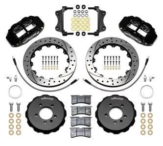 Volkswagen Golf GTI - 2006 to 2009 - All [All] (Front) (Drilled and Slotted Rotors) (6R 6 Piston Calipers) (Black) (For MK5 Models)