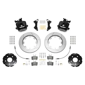 Audi A4 - 2002 to 2005 - All [All] (Rear) (Slotted Rotors) (1 Piston Combination Parking Race Calipers) (Black)