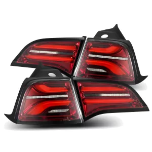 Tesla Model Y - 2020 to 2024 - SUV [All] (Red) (Smoked Lens) (LED With Optional Sequential Turn Signal) (For OEM Red Turn Signals)