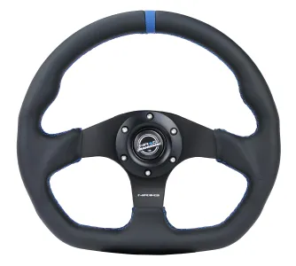 Universal (Rigid) (Black Spokes, Black Leather Grip With Blue Center Mark) (Blue Stitching) (Dual Push-Button)