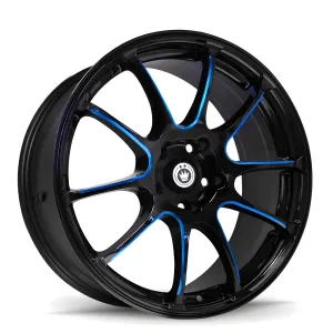 Universal (17x7, 5x100, 40mm, Black With Blue Accent)